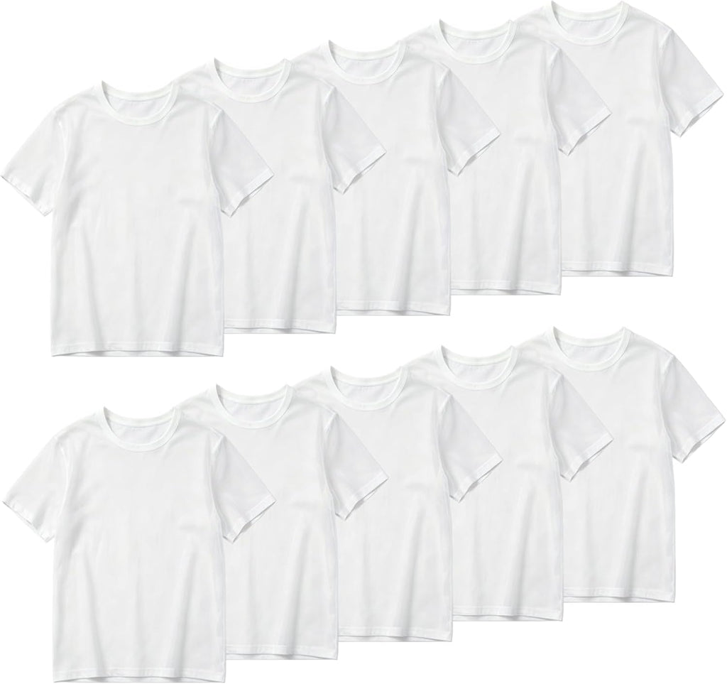 AUTOPDR 10 Pack Unisex Adult Sublimation Blank White Polyester T-Shirt, Crew Neck Short Sleeve Heat Press Blank Tee for Custom DIY