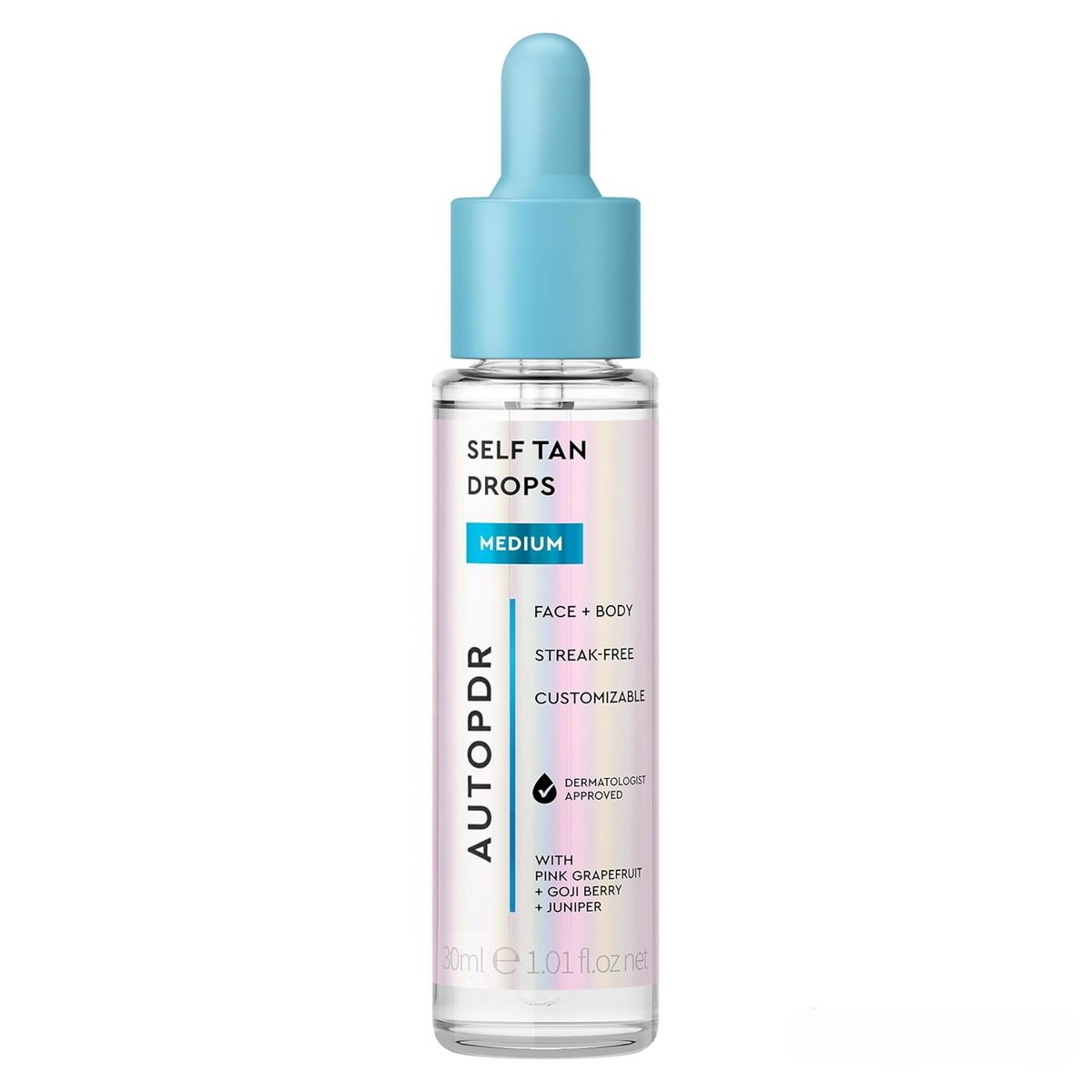 AUTOPDR Medium Self-Tan Drops, Face Tanning Drops, 1.01 Fl Oz | Buildable self-tanning glow, face self tanner to mix with moisturizer, bronzing drops, streak-free, non-comedogenic