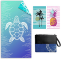 AUTOPDR  Mikrofaser Strandtuch - 180 x 100 cm Doppelseitiges Mikrofaser Handtuch | Sandfreies Leichtes Weiches Strandtuch XXL, Saugfähig & Schnelltrocknend Strandhandtuch Groß mit Tasche für Strand Schwimmen