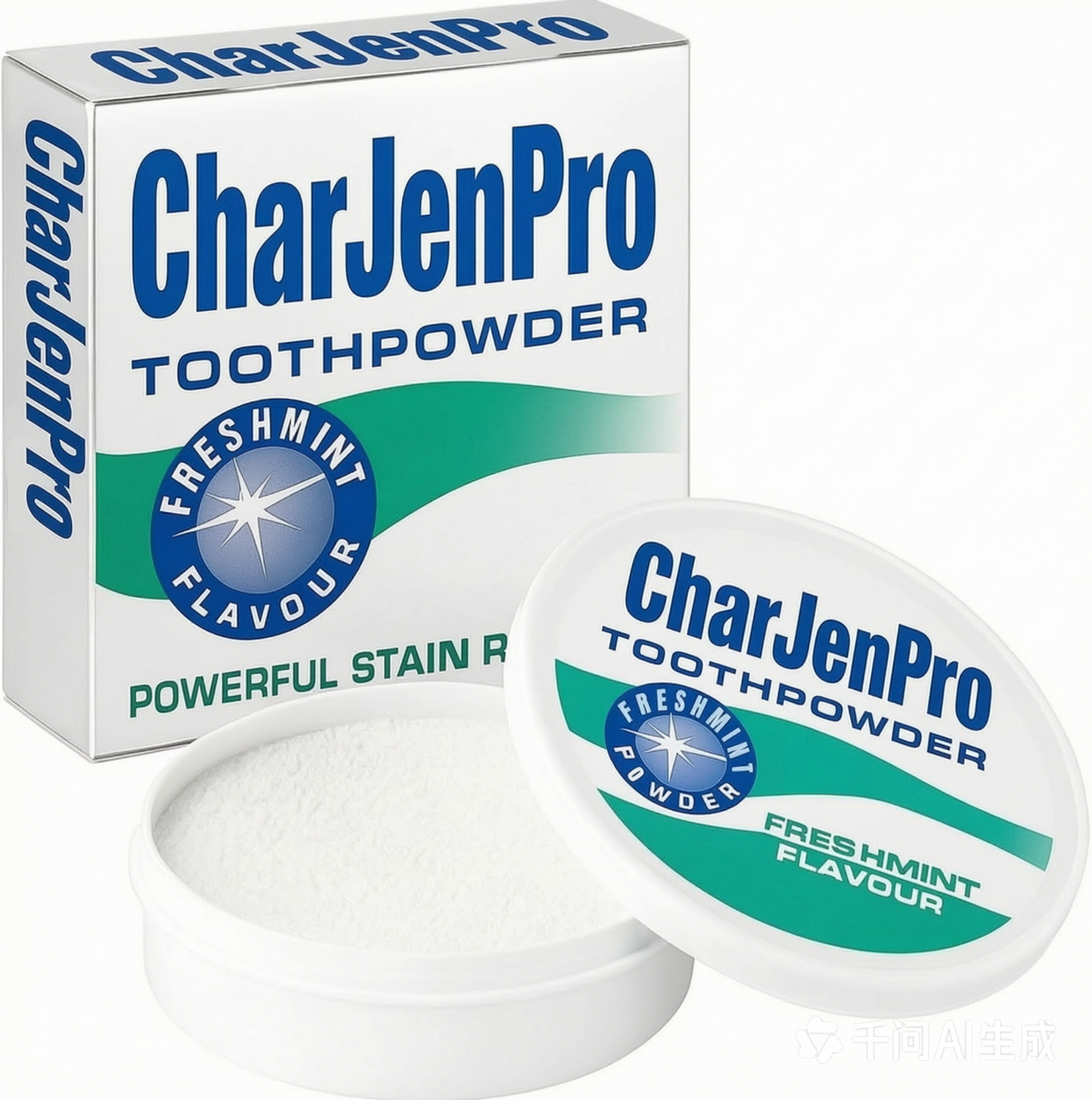 CharJenPro Freshmint Toothpowder, Tooth Whitening Powder, Powerful Stain Remover, For Tobacco, Tea, Coffee & Wine Stains, Unique Polishing Action, 1 x 50g
