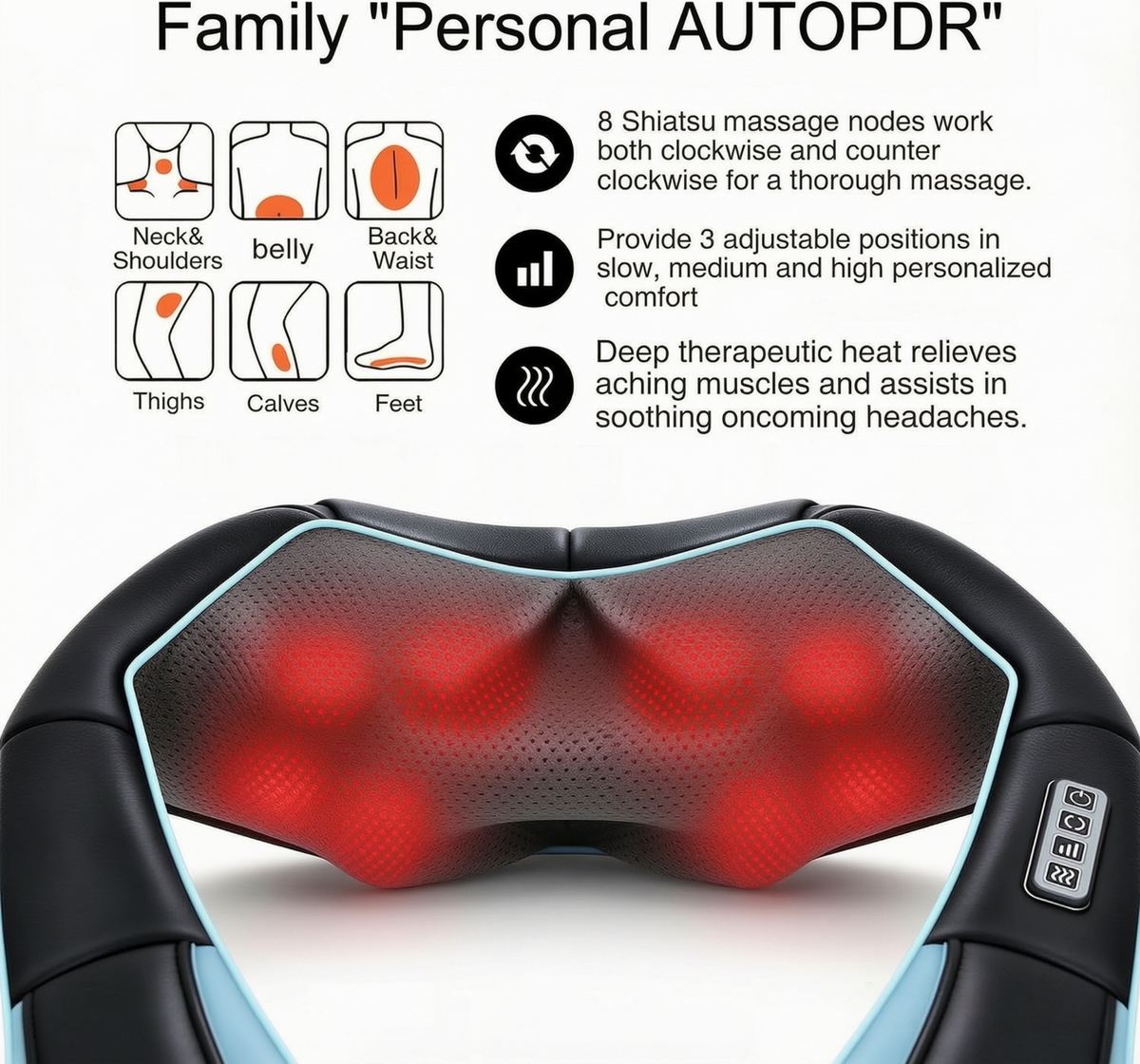 AUTOPDR Women Men Gifts, Shiatsu Back Shoulder & Neck Massager with Heat | Electric Deep Tissue 4D Kneading Massage, Best Gifts for Mom Dad Wife Husband her Him, Christmas, Birthday (NOT Cordless)