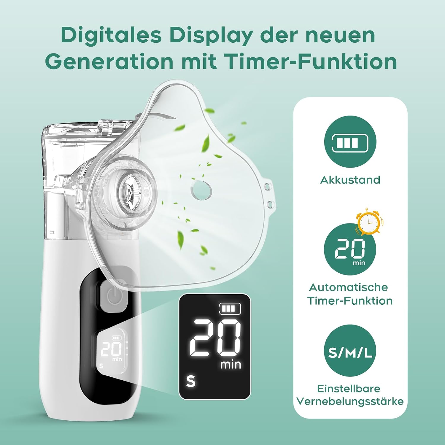 CharJenPro Leises Inhalationsgerät für Kinder & Erwachsene,Tragbarer Inhalator & Inhaliergerät mit Feiner Vernebelung,Leicht & Kompakt,Einfache Reinigung,Zubehör für die Ganze Familie,Für Zuhause & Reise
