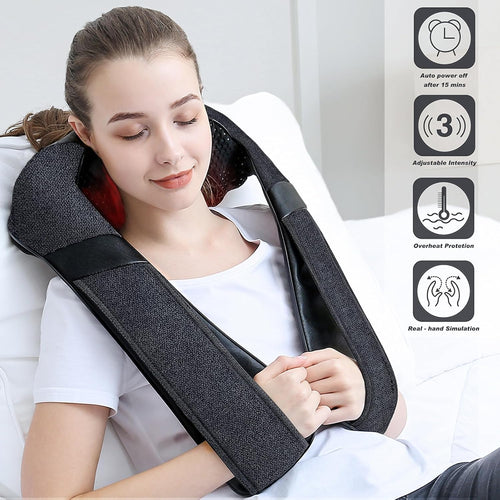 AUTOPDR  Heat Neck Massager for Pain Relief Deep Tissue - Gift for Women Men | Ergonomic 3D kneading nodes, corded design, auto shutoff, Christmas ideal gifts for relaxing use at home, office, or travel