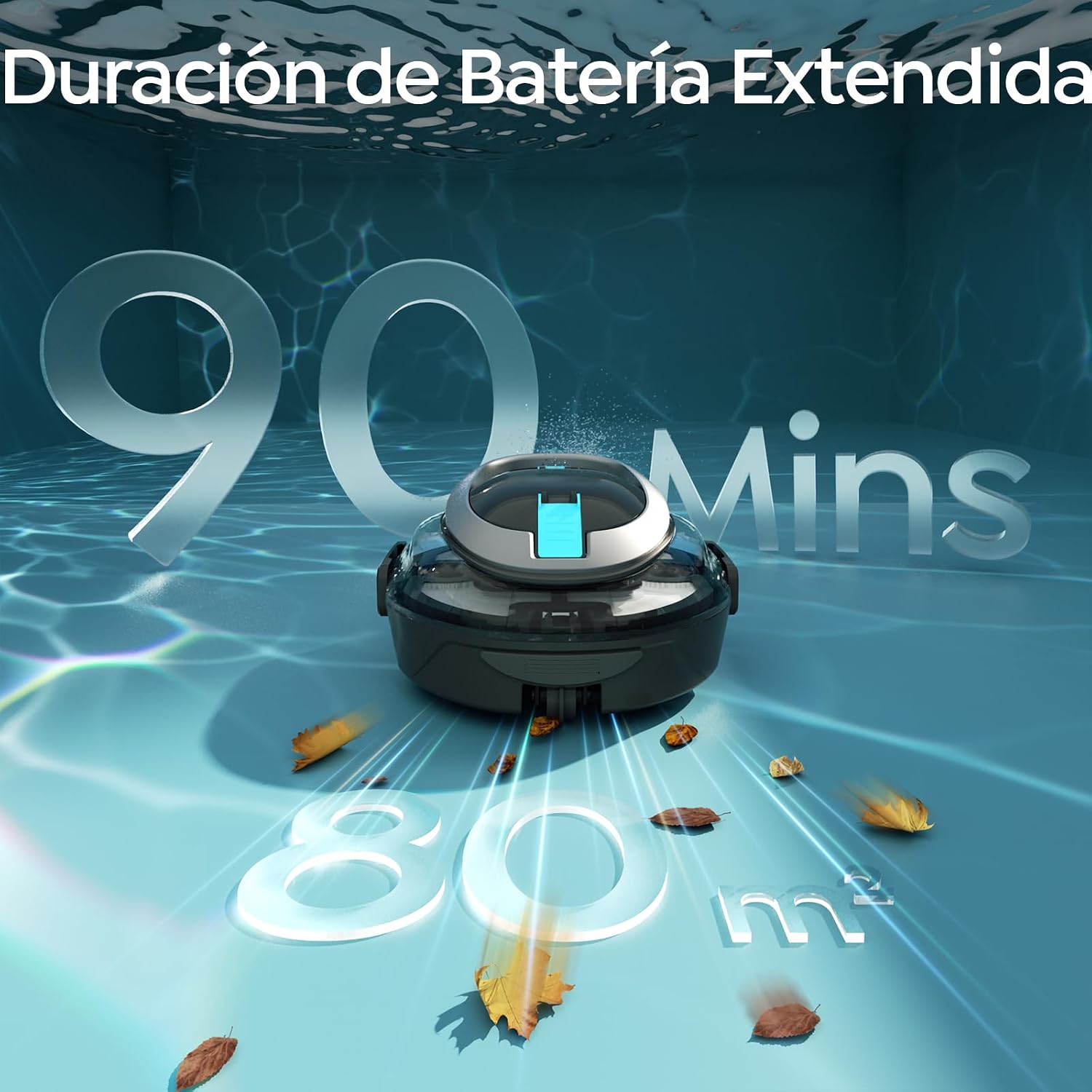 CharJenPro S2 Limpiafondos Piscina, Robot Inalámbrico, Doble Filtración y Doble Motor, 90min Autonomía, 2,5H Carga Rápida,Autoestacionamiento, para Piscinas de Fondo Plano hasta 80m²,Scuro