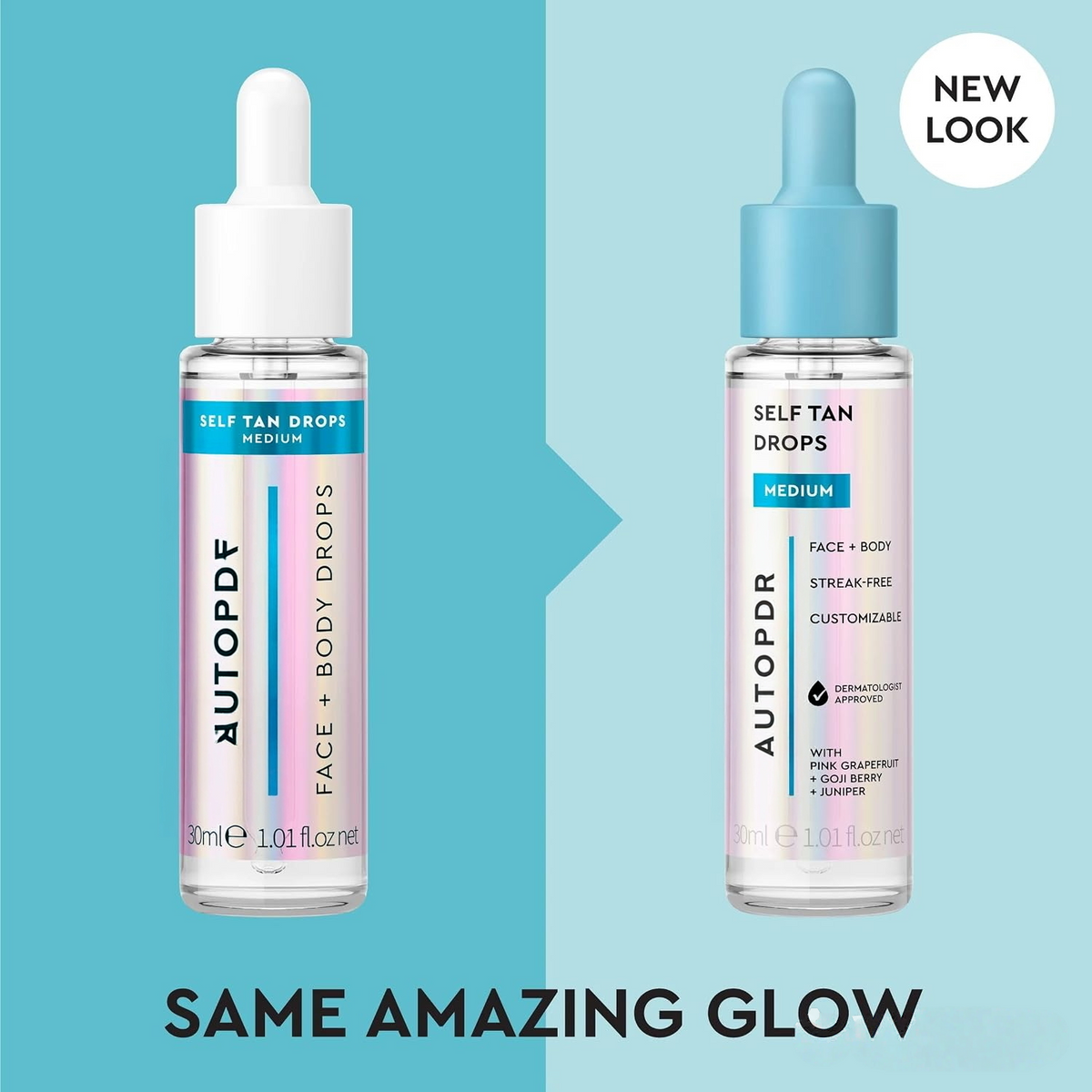 AUTOPDR Medium Self-Tan Drops, Face Tanning Drops, 1.01 Fl Oz | Buildable self-tanning glow, face self tanner to mix with moisturizer, bronzing drops, streak-free, non-comedogenic