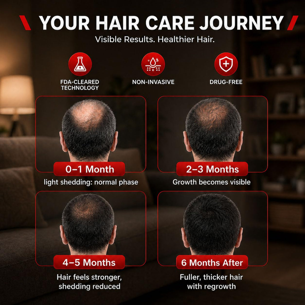 AUTOPDR  Red Light Therapy for Hair Growth,528 Total Light Emitters,Full-Scalp Coverage,Laser Hair Growth Cap for Men & Women,Black