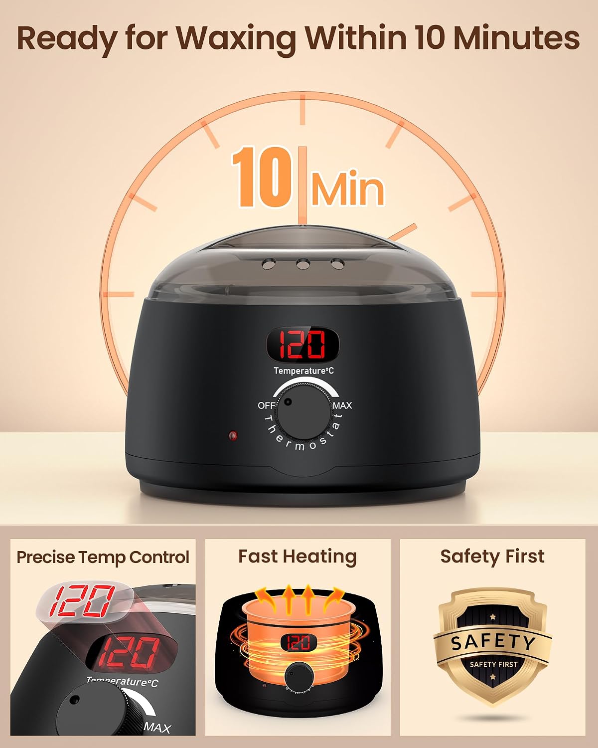 CharJenPro Set Waxing Set Wax Hair Removal Face Body: Wax Machine Wax Warmer with Silicone Bowl, 400 g Wax for Hair Removal, Warm Wax Hair Removal Set