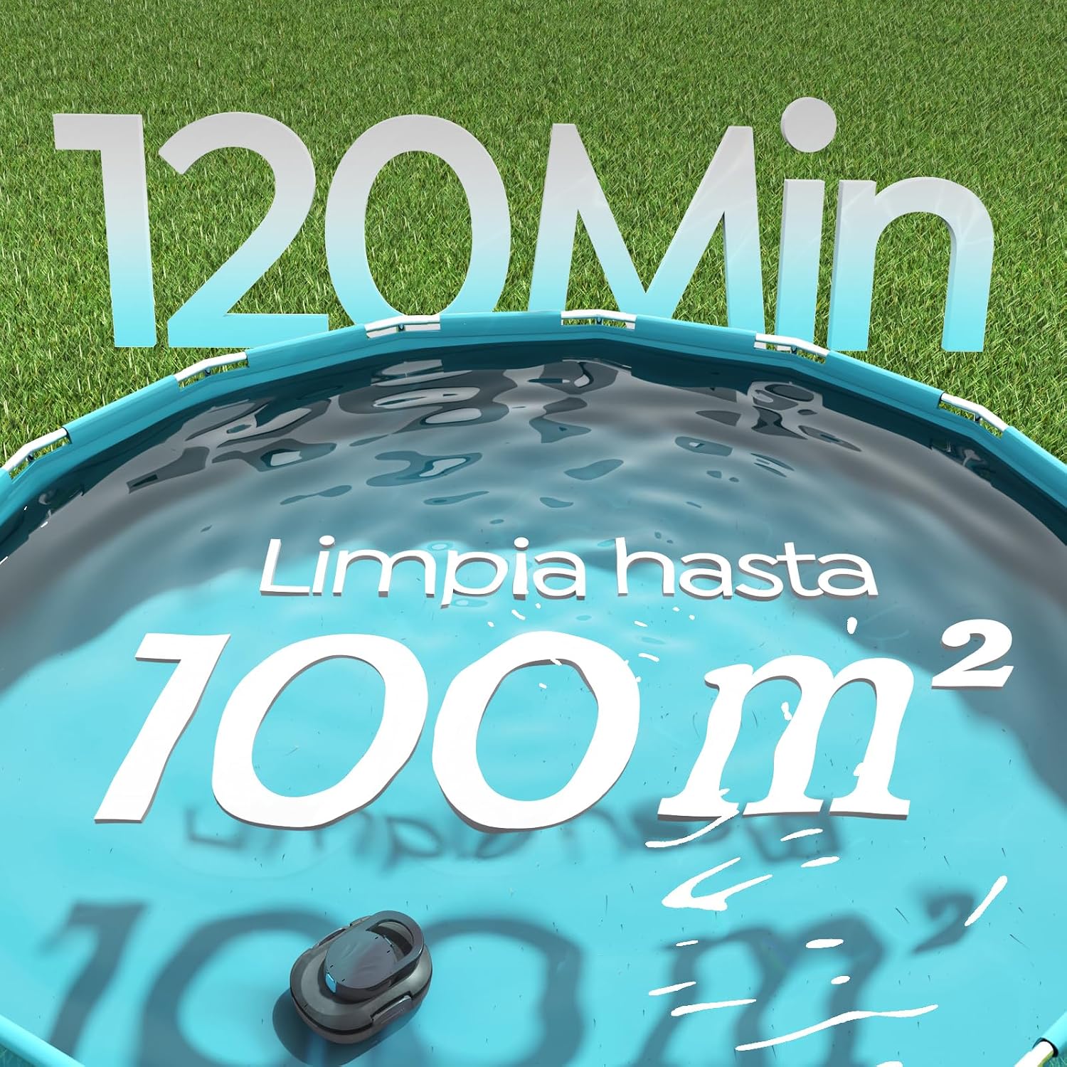 CharJenPro  (2026 Upgrade) Robot Limpiafondos Piscina, 120 Min de Limpieza, Doble Motor Robot de Piscina, con Filtración de 180μm, Estacionamiento Auto, para Piscinas Elevadas 100 m², Gris