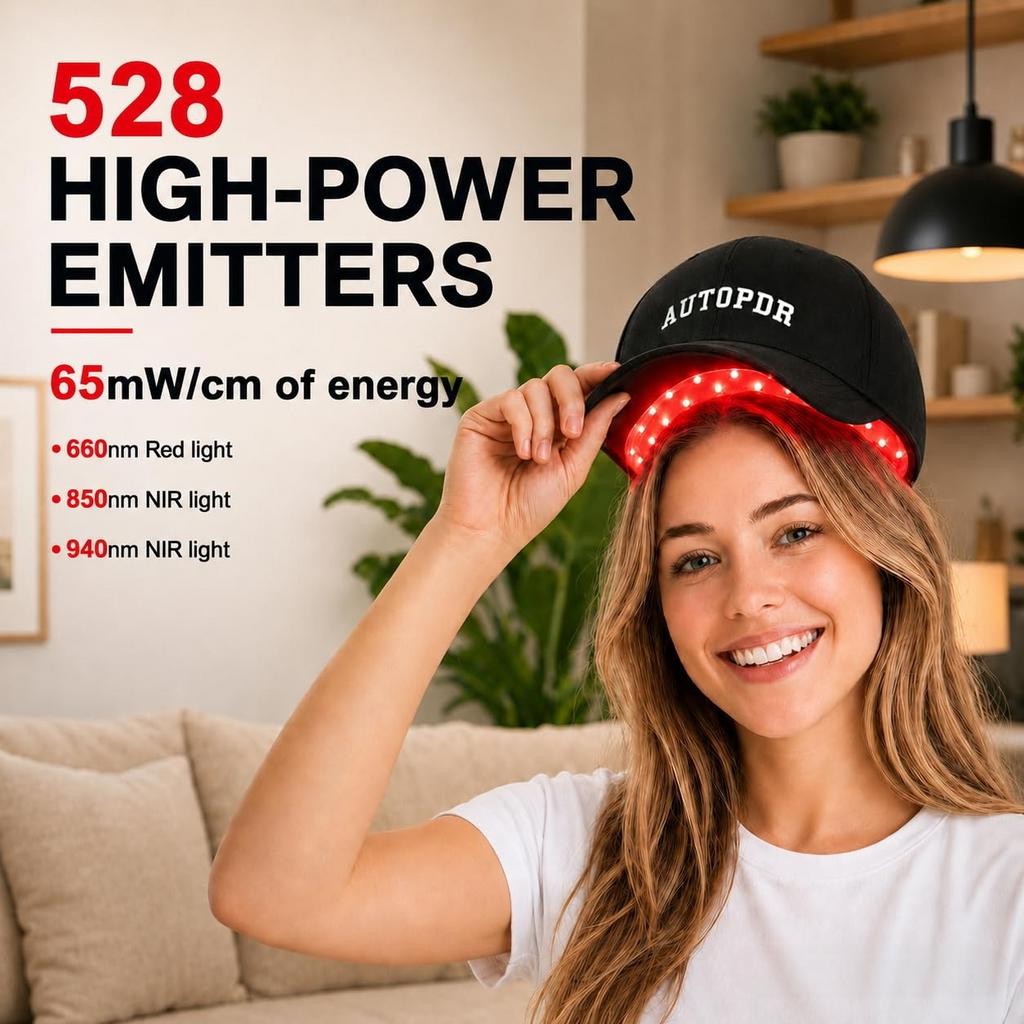 AUTOPDR  Red Light Therapy for Hair Growth,528 Total Light Emitters,Full-Scalp Coverage,Laser Hair Growth Cap for Men & Women,Black