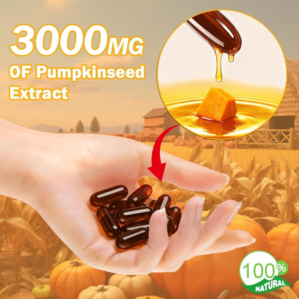 CharJenPro Pumpkin Seed Oil, Pumpkin Seed Oil Capsules with Saw Palmetto| for Hair Growth - Non-GMO - 180 Softgels | 3000mg Cold Pressed
