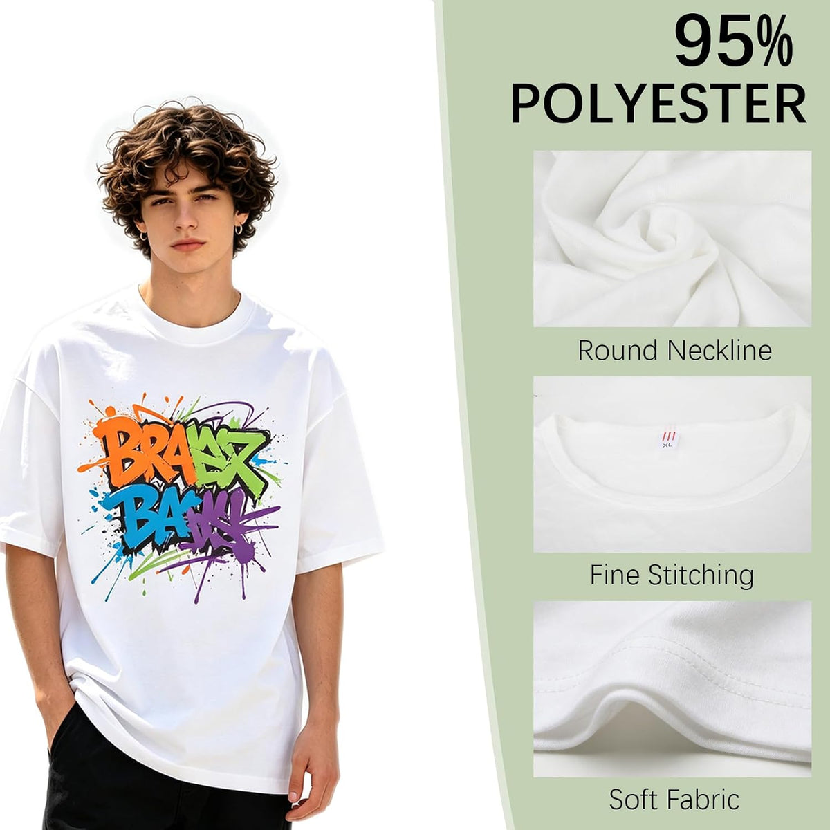 AUTOPDR 10 Pack Unisex Adult Sublimation Blank White Polyester T-Shirt, Crew Neck Short Sleeve Heat Press Blank Tee for Custom DIY