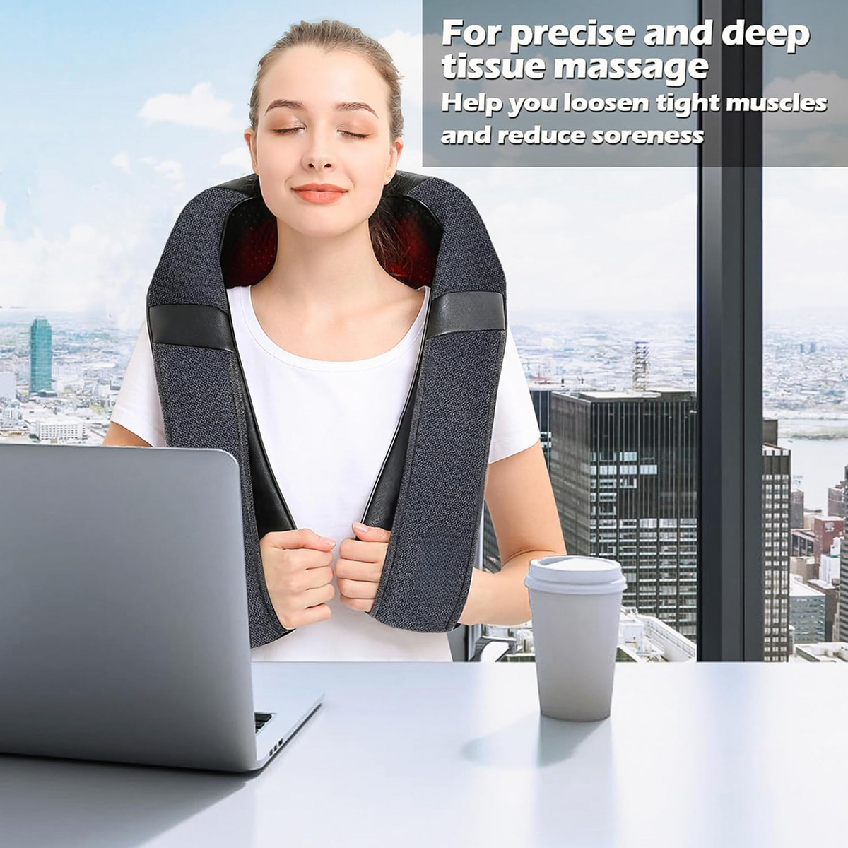 AUTOPDR  Heat Neck Massager for Pain Relief Deep Tissue - Gift for Women Men | Ergonomic 3D kneading nodes, corded design, auto shutoff, Christmas ideal gifts for relaxing use at home, office, or travel