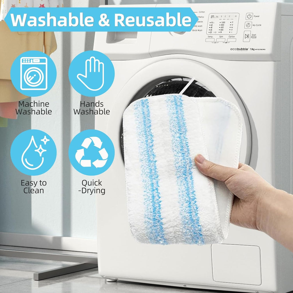 CharJenPro 6 Stück Ersatzbezug Kompatibel mit Vileda H2PrO Bodenwischer, Mikrofaser Bezug für Flachwischer, Maschinenwaschbar, Wiederverwendbar, einfache Befestigung am Rahmen, für alle Hartböden