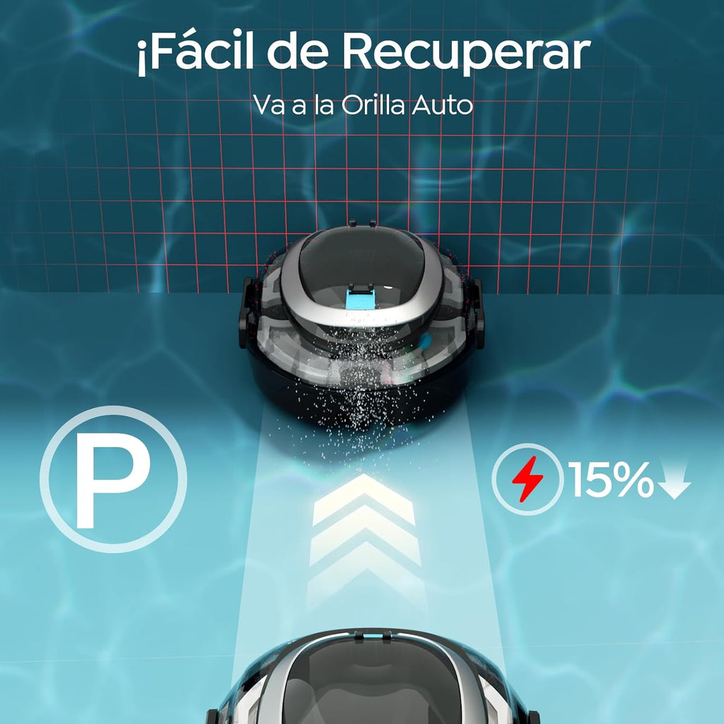 CharJenPro S2 Limpiafondos Piscina, Robot Inalámbrico, Doble Filtración y Doble Motor, 90min Autonomía, 2,5H Carga Rápida,Autoestacionamiento, para Piscinas de Fondo Plano hasta 80m²,Scuro