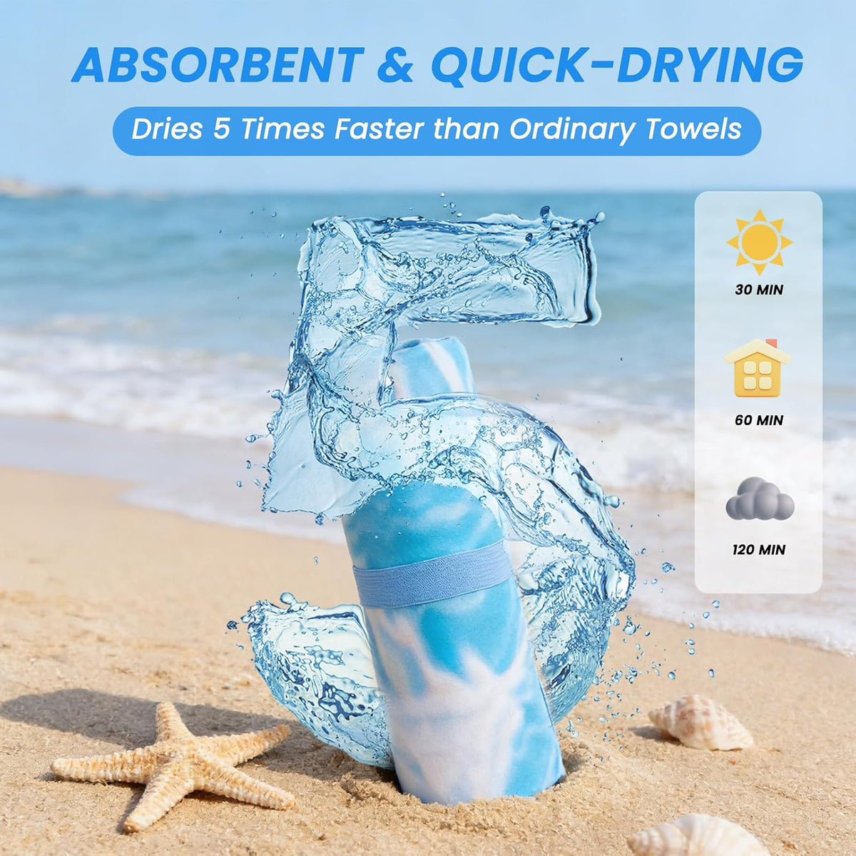 AUTOPDR  Microfibre Beach Towels for Adults - 2 Pack 180x90cm Microfibre Towel | Extra Large Double Sided Lightweight Beach Towel, Sand Free Absorbent Quick Dry Towel with Mesh Bags for Travel & Swim