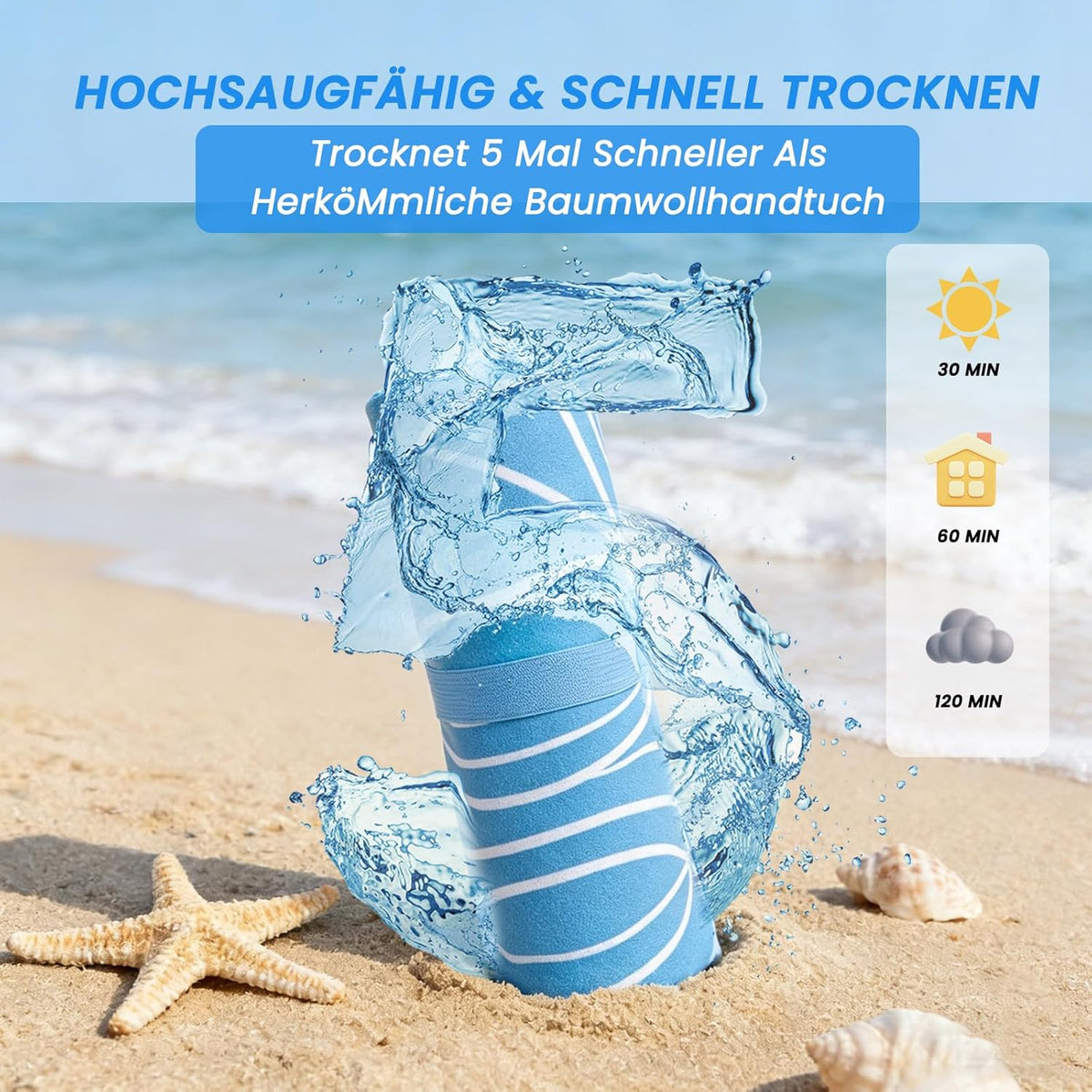 AUTOPDR  Mikrofaser Strandtuch - 180 x 100 cm Doppelseitiges Mikrofaser Handtuch | Sandfreies Leichtes Weiches Strandtuch XXL, Saugfähig & Schnelltrocknend Strandhandtuch Groß mit Tasche für Strand Schwimmen