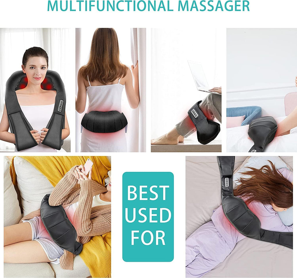 AUTOPDR  Neck Massager,Portable Shiatsu Neck and Shouder Massager,Neck Back Massager with Heat Shoulder Massager Deep Tissue Kneading for Pain Relief Gifts for Women/Men/Mom/Dad(NOT Cordless)