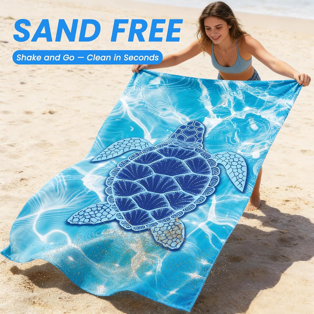 AUTOPDR  Microfibre Beach Towels for Adults - 2 Pack 180x90cm Microfibre Towel | Extra Large Double Sided Lightweight Beach Towel, Sand Free Absorbent Quick Dry Towel with Mesh Bags for Travel & Swim
