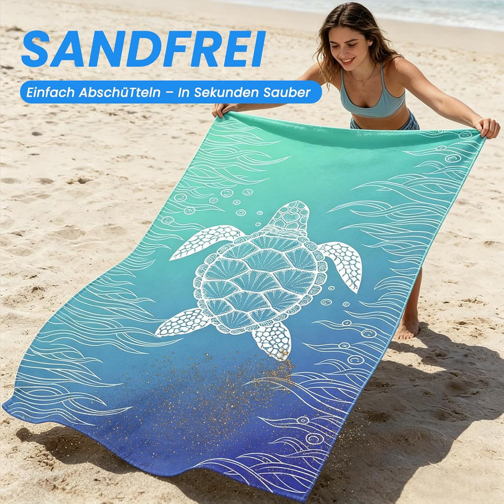 AUTOPDR  Mikrofaser Strandtuch - 180 x 100 cm Doppelseitiges Mikrofaser Handtuch | Sandfreies Leichtes Weiches Strandtuch XXL, Saugfähig & Schnelltrocknend Strandhandtuch Groß mit Tasche für Strand Schwimmen