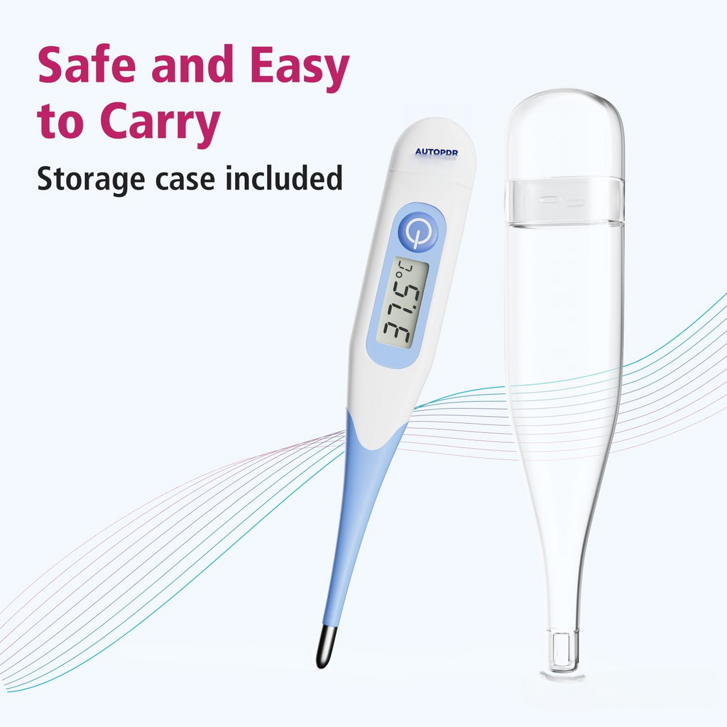 AUTOPDR  DigiFlex10 Oral Digital Thermometer, Fast 10-Second Reading | Flexible Tip, Waterproof, Oral, Rectal & Underarm Use, Memory Recall, Audible Signal