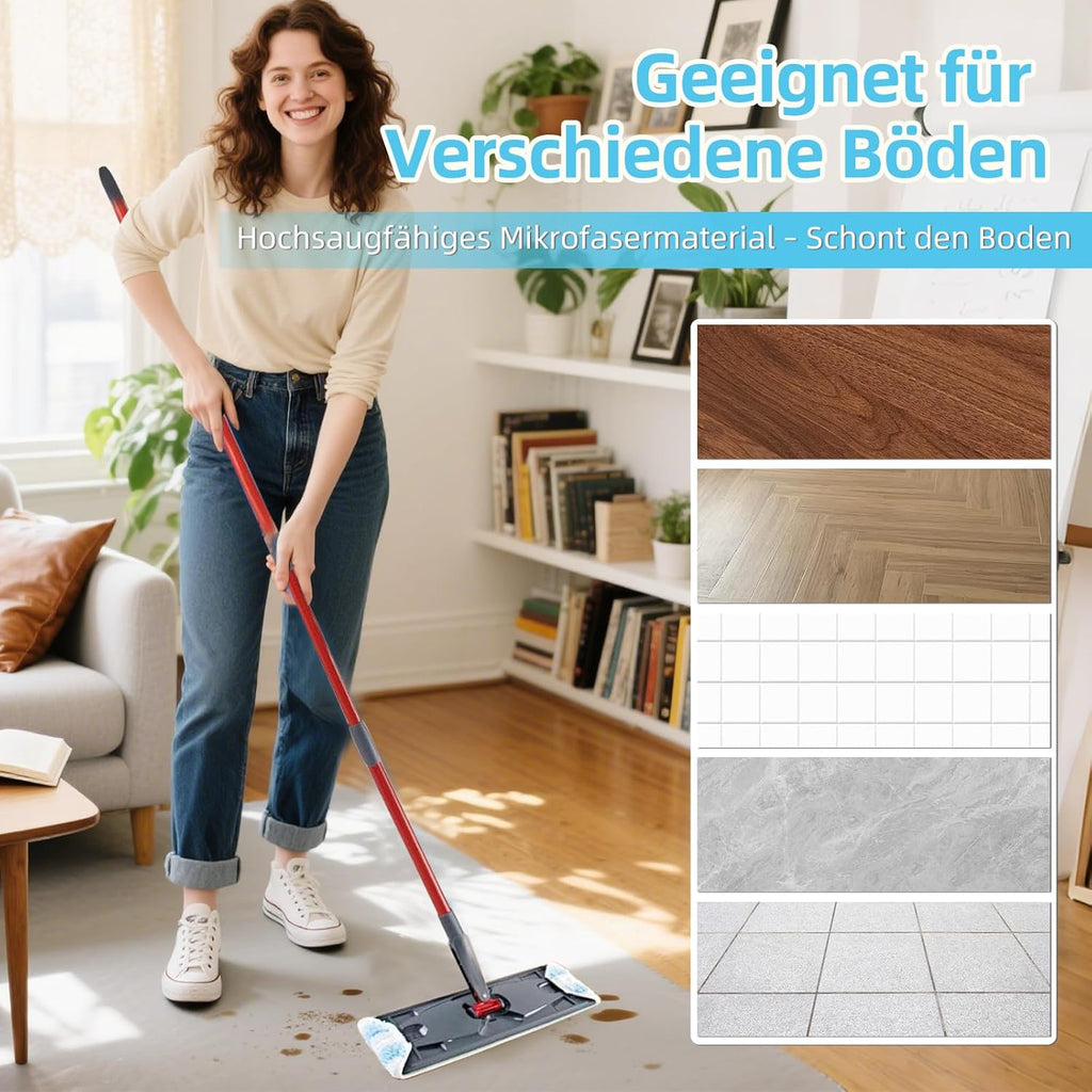 CharJenPro 6 Stück Ersatzbezug Kompatibel mit Vileda H2PrO Bodenwischer, Mikrofaser Bezug für Flachwischer, Maschinenwaschbar, Wiederverwendbar, einfache Befestigung am Rahmen, für alle Hartböden