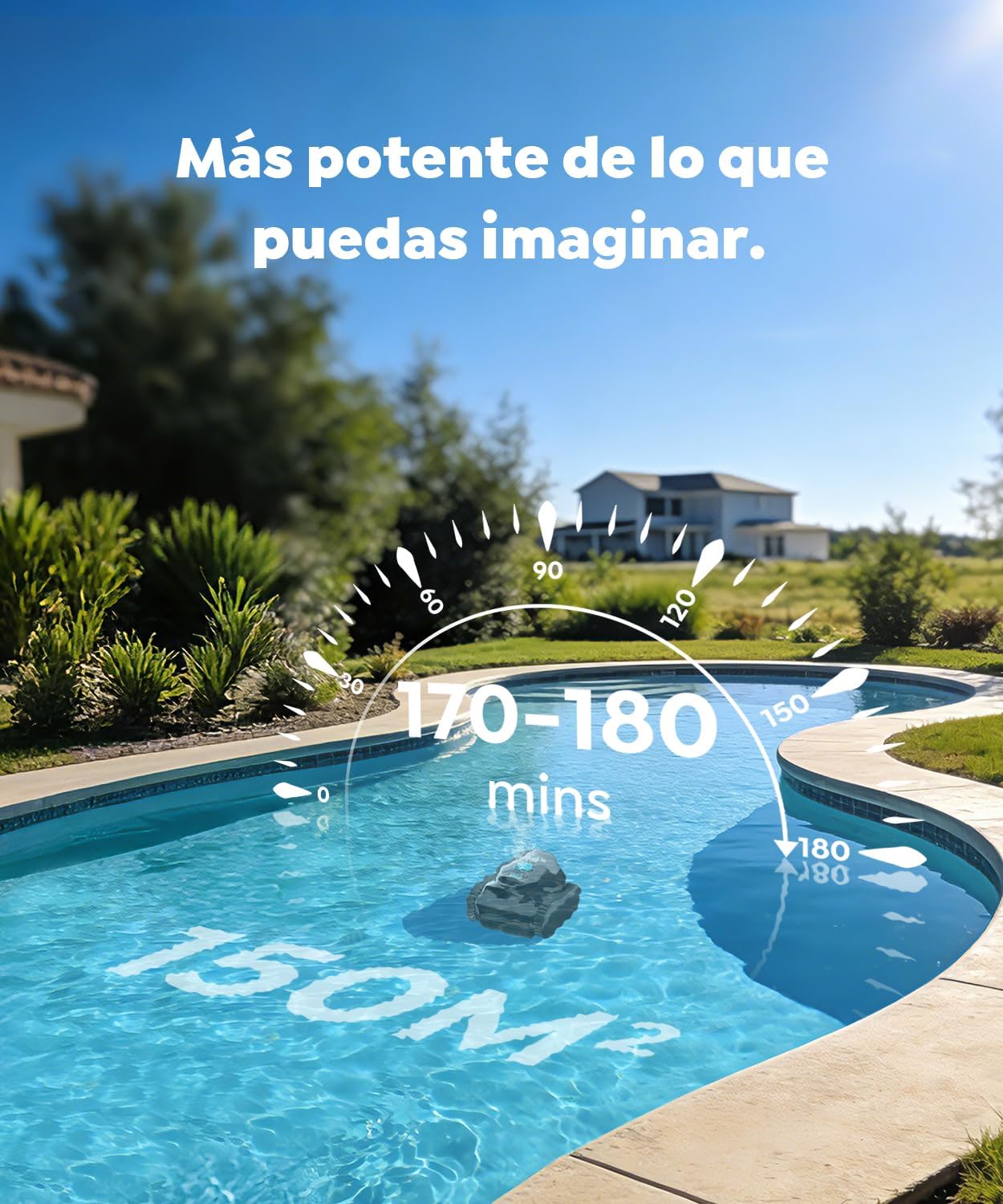 CharJenPro C1 Robot Piscina Limpiafondos y Paredes, Doble Filtro, Aspirador Piscina Bateria, 7 Modos Limpieza, 170-180 min Autonomía, Limpiador con App, Limpiafondos Piscina de hasta 150 m², Azul Abismo