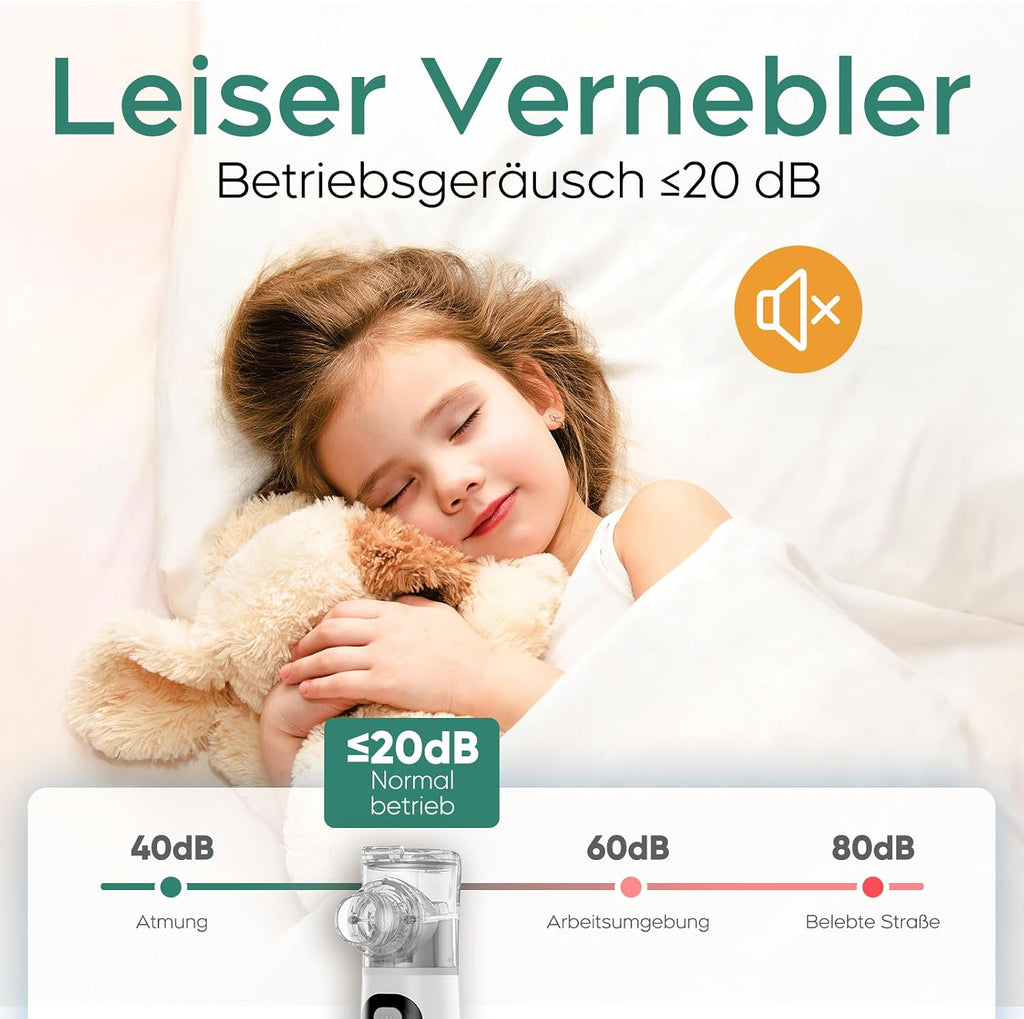 CharJenPro Leises Inhalationsgerät für Kinder & Erwachsene,Tragbarer Inhalator & Inhaliergerät mit Feiner Vernebelung,Leicht & Kompakt,Einfache Reinigung,Zubehör für die Ganze Familie,Für Zuhause & Reise