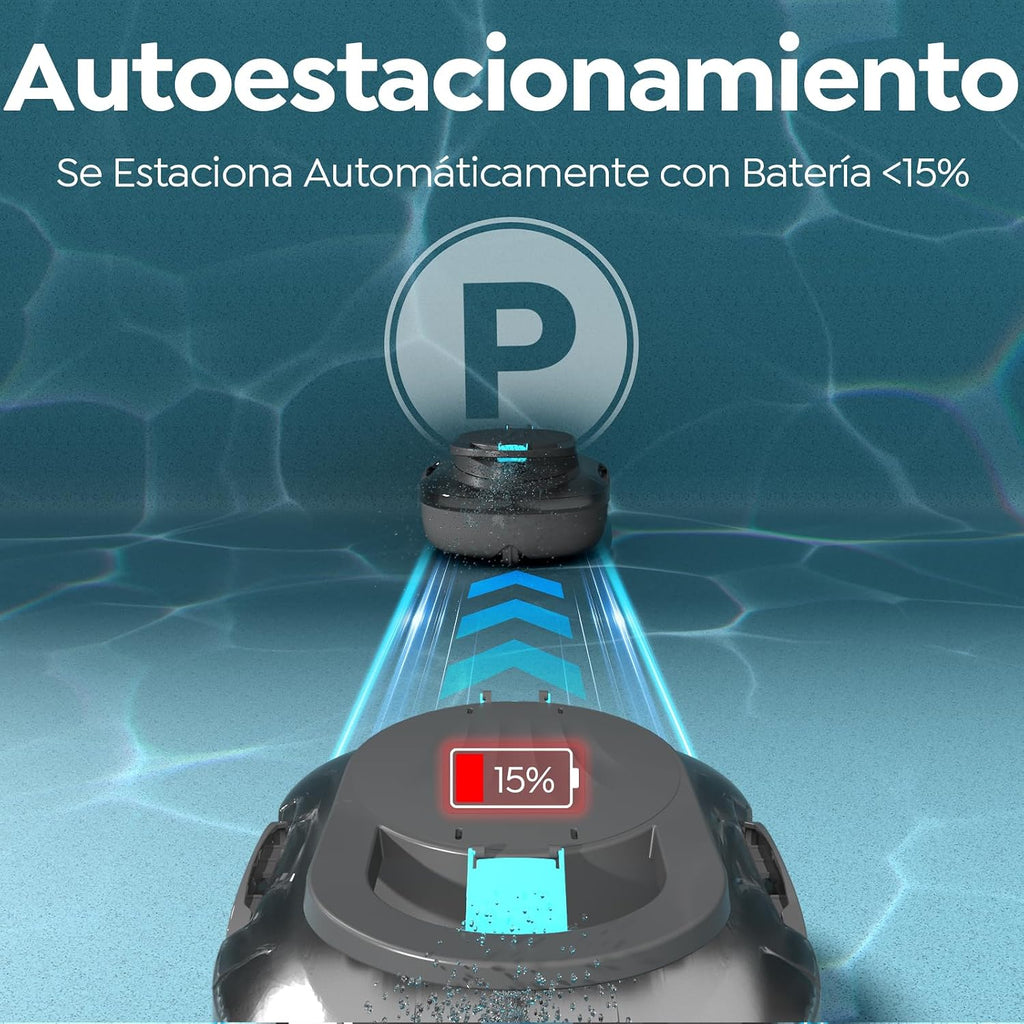 CharJenPro  (2026 Upgrade) Robot Limpiafondos Piscina, 120 Min de Limpieza, Doble Motor Robot de Piscina, con Filtración de 180μm, Estacionamiento Auto, para Piscinas Elevadas 100 m², Gris