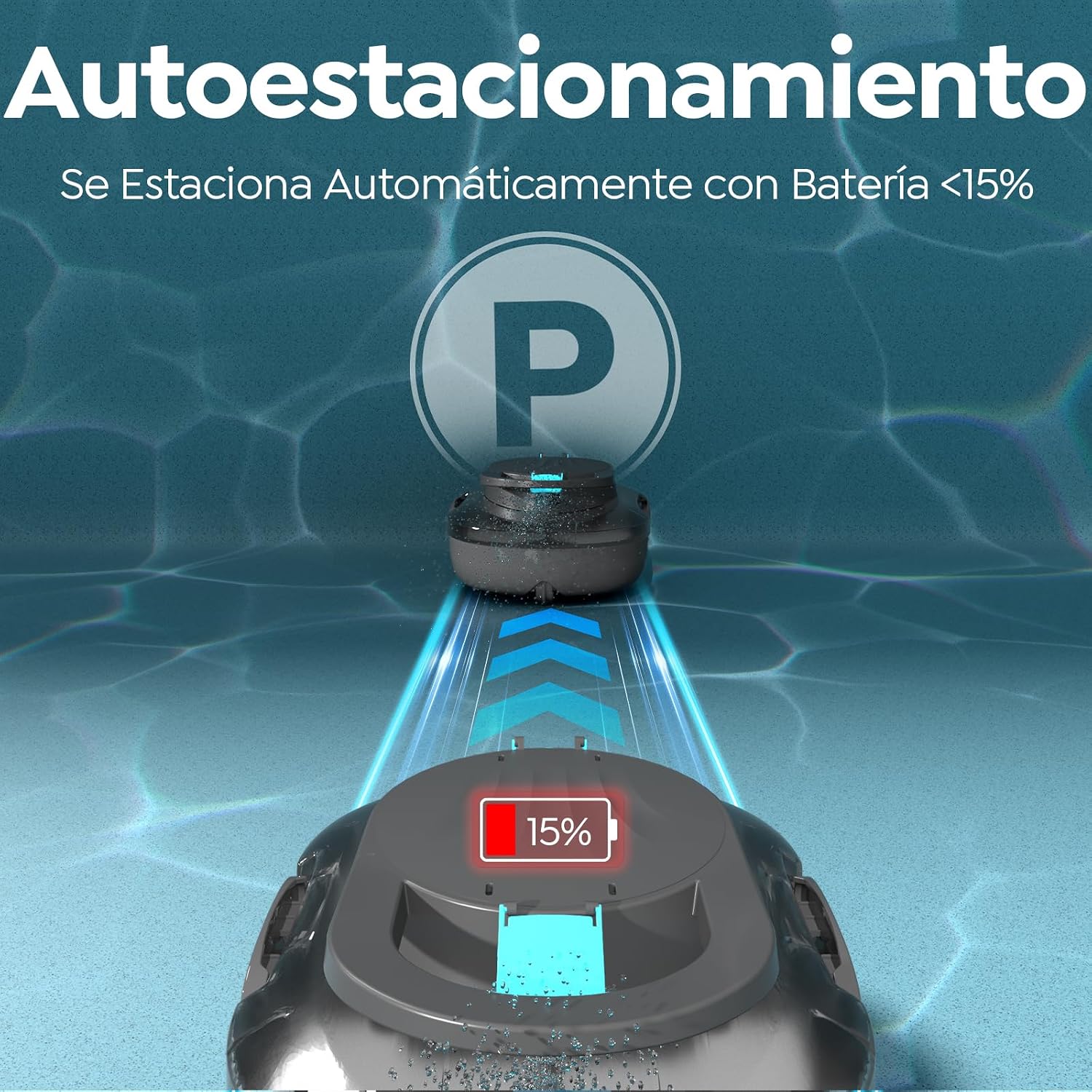 CharJenPro  (2026 Upgrade) Robot Limpiafondos Piscina, 120 Min de Limpieza, Doble Motor Robot de Piscina, con Filtración de 180μm, Estacionamiento Auto, para Piscinas Elevadas 100 m², Gris