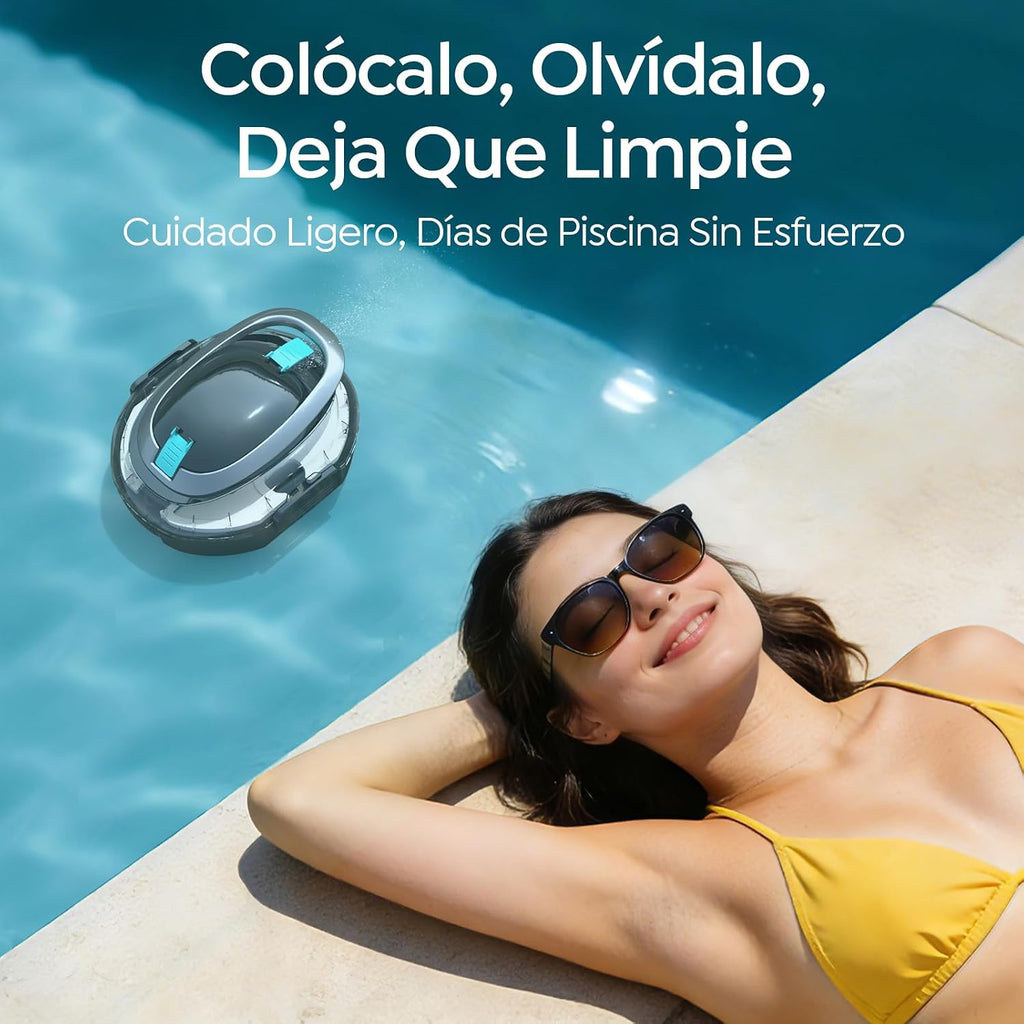 CharJenPro S2 Limpiafondos Piscina, Robot Inalámbrico, Doble Filtración y Doble Motor, 90min Autonomía, 2,5H Carga Rápida,Autoestacionamiento, para Piscinas de Fondo Plano hasta 80m²,Scuro